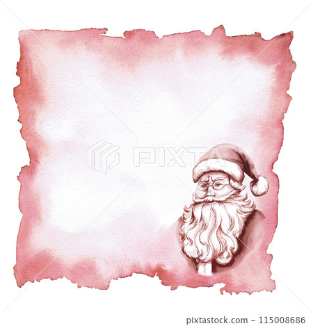 Letter, background in vintage style the image of St. Nicholas, monochrome in watercolor illustration . Hand drawn illustration of antique parchment for design of letters, cards, invitations. 115008686