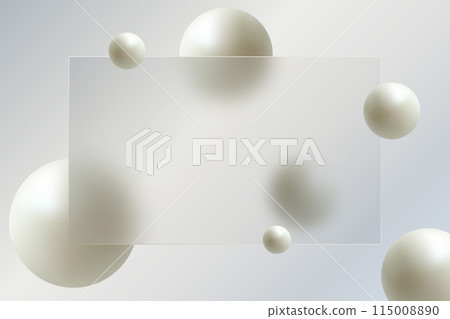 Website landing page template in glass morphism style. Horizontal presentation screen with the effect of glass overlaying spheres. Website landing page template in glass morphism style. Horizontal presentation screen with the effect of glass overlaying spheres. 115008890
