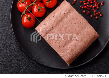 Delicious canned pink ham with salt, spices and herbs 115009521