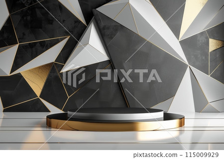 Black and Gold Room With Round Table 115009929