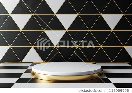Black and Gold Room With Round Table 115009996