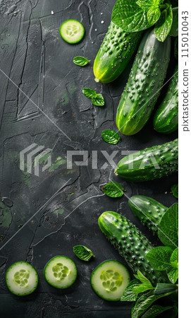 Abundant Cucumbers Surrounded by Green Leaves 115010043