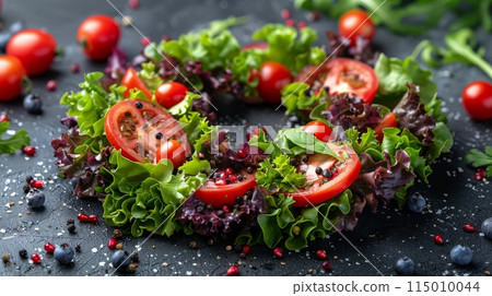 Bowl Filled With Green and Red Vegetables 115010044