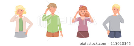 Pensive People Character Scratching Head Thinking and Considering Something Vector Set Pensive People Character Scratching Head Thinking and Considering Something Vector Set 115010345