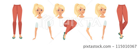 Woman Arm, Legs and Head as Character Constructor with Separated Body Part Vector Set Woman Arm, Legs and Head as Character Constructor with Separated Body Part Vector Set 115010367