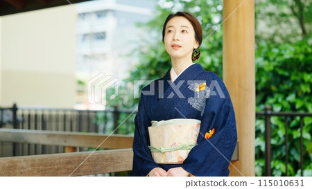 A woman in her 30s wearing a kimono A woman in her 30s wearing a kimono 115010631