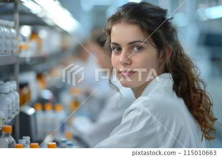 Young Female Scientist in Laboratory Setting 115010663