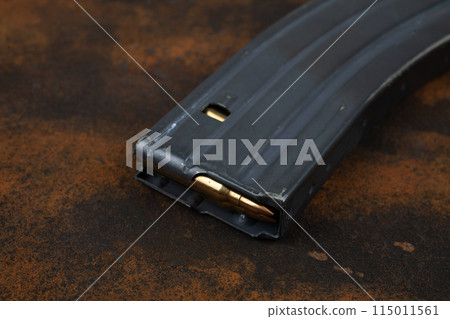 Ammunition with magazine on wooden Ammunition with magazine on wooden 115011561
