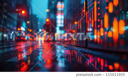 An abstract financial diagram on office buildings background. Stock markets concept 115011935