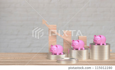 The piggy bank and coins for earn or saving concept 3d rendering. The piggy bank and coins for earn or saving concept 3d rendering. 115012280