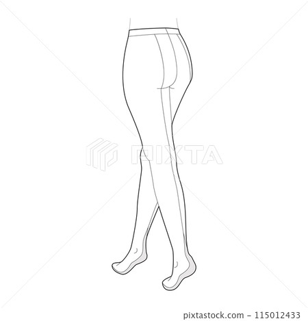 Cuban Heel French Stockings Pantyhose on legs. Fashion accessory clothing technical illustration stocking. Vector 3-4 115012433