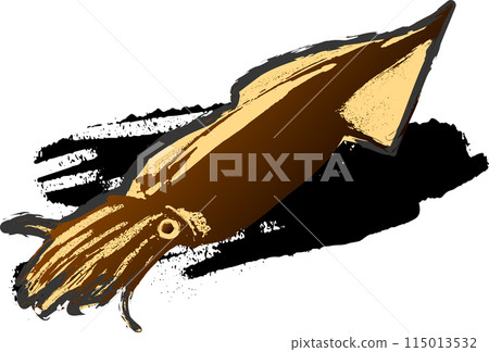 魷魚水墨畫日式插畫 魷魚水墨畫日式插畫 115013532
