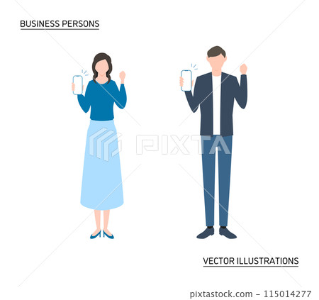 Men and women with a smartphone 115014277