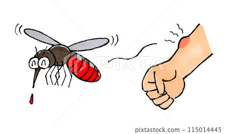 A mosquito sucking blood and an arm 115014445