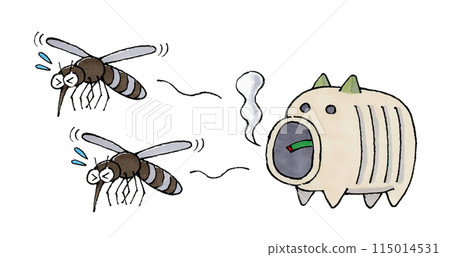 Mosquitoes fleeing from a pig's mosquito coil 115014531