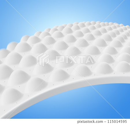 Foam mattress pad detail in close up Rubber sheets or latex materials for molding in many products. Realistic vector illustration. 115014595