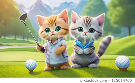 Cats enjoying golf 115014760