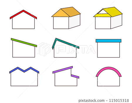 Houses with various roofs, white exterior walls 115015318