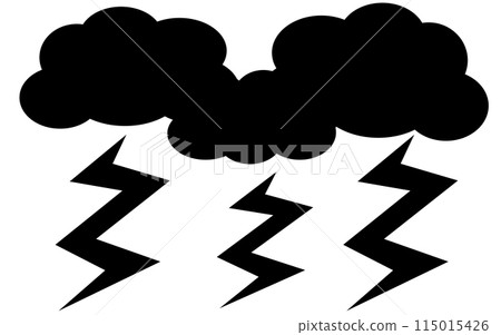 Lightning and cloud pictogram Lightning and cloud pictogram 115015426