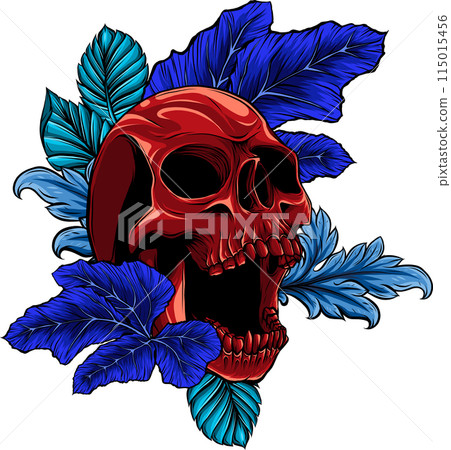 colored draw of human skull vector illustration design 115015456