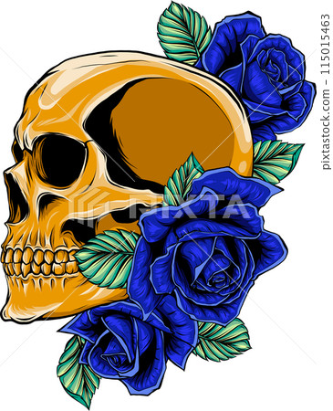 colored draw of human skull vector illustration design colored draw of human skull vector illustration design 115015463