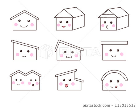 具有各種屋頂、透明面的房屋 具有各種屋頂、透明面的房屋 115015532