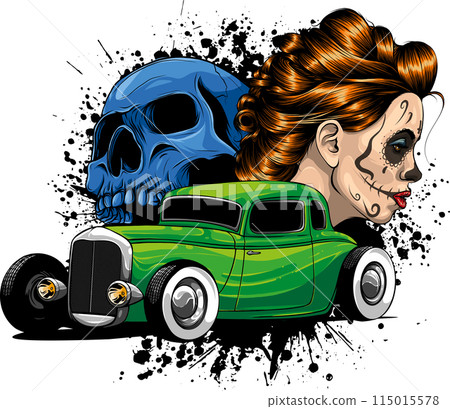 draw of hot rod car vector illustration design draw of hot rod car vector illustration design 115015578