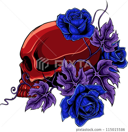 colored draw of human skull vector illustration design 115015586