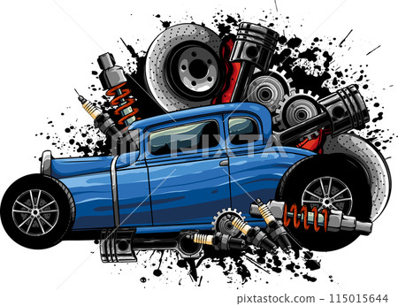 draw of hot rod car vector illustration design 115015644