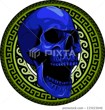 colored draw of human skull vector illustration design colored draw of human skull vector illustration design 115015648