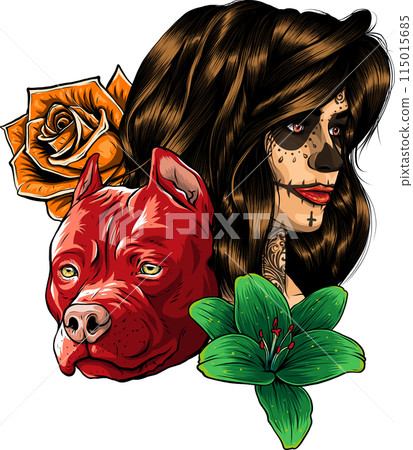 dead girl with sugar skull makeup vector design 115015685