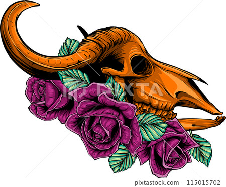 Bull skull with horns vector illustration design Bull skull with horns vector illustration design 115015702