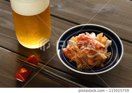 Chinese jellyfish and crab sticks with spicy sauce 115015739