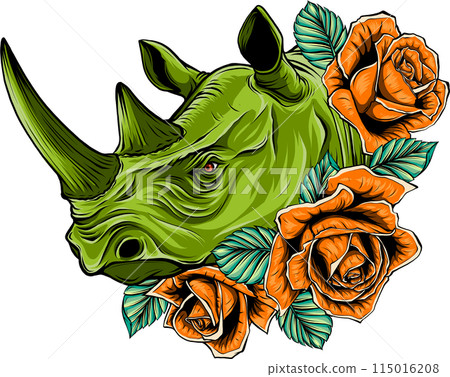 coloful head rhino. vector illustration design draw 115016208