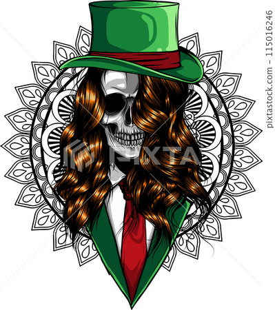 colored draw of human skull vector illustration design colored draw of human skull vector illustration design 115016246