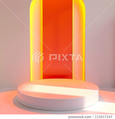 Vibrant pedestal bathed in a soothing gradient glow 115017147