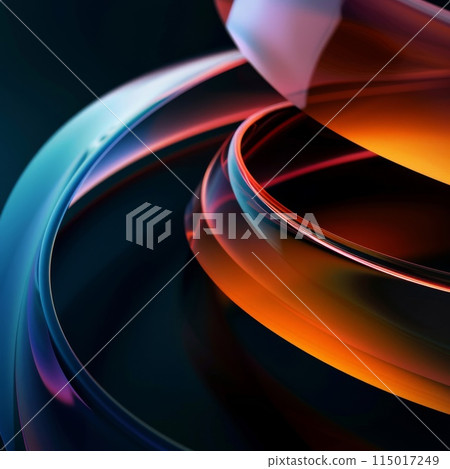 Glowing abstract shapes intertwine in a vibrant dance of colors 115017249