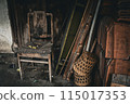 old wooden chair in the old house 115017353