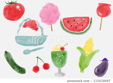 手繪/塗鴉風格夏季食物插畫集 115018097