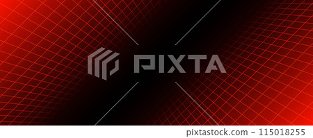 Red glowing neon wireframe background. Shining checkered diagonal grid planes in perspective. Retro futuristic depth wallpaper. Arcade game sci fi matrix surface backdrop for poster, banner. Vector Red glowing neon wireframe background. Shining checkered diagonal grid planes in perspective. Retro futuristic depth wallpaper. Arcade game sci fi matrix surface backdrop for poster, banner. Vector 115018255