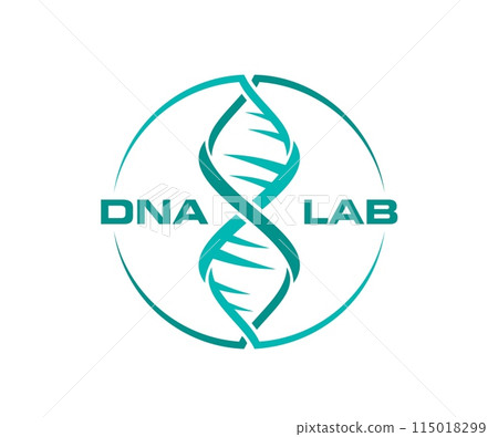 Dna helix icon, science research, gene technology. Isolated vector scientific laboratory sign with DNA structure. Symbol or emblem of innovation and medical advancement, biotechnology lab researching 115018299