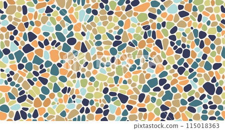 Pebble stone pattern or gravel mosaic background for tile or pavement, vector texture. Color ceramic gravel stones pattern or cobblestone and pebble tile pavement of abstract shape irregular fragments Pebble stone pattern or gravel mosaic background for tile or pavement, vector texture. Color ceramic gravel stones pattern or cobblestone and pebble tile pavement of abstract shape irregular fragments 115018363