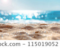 Blurred background of a beautiful beach with a blue sky and white clouds. 115019052