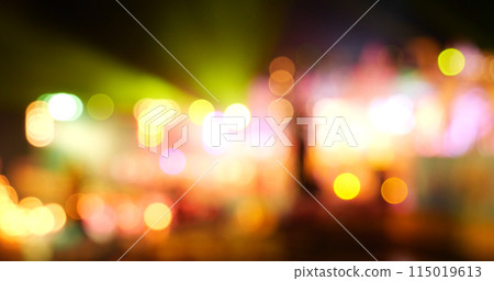 Colorful Bokeh abstract blurred background music festival stage show performance party. Vibrant bokeh background spark animate motion. Backdrop display with twinkling night life shape blinking light Colorful Bokeh abstract blurred background music festival stage show performance party. Vibrant bokeh background spark animate motion. Backdrop display with twinkling night life shape blinking light 115019613