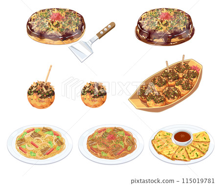 Set illustration of flour-based dishes 115019781