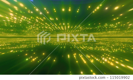 Abstract green glowing energy hi-tech lines and digital particles tunnel with bokeh effect background 115019902