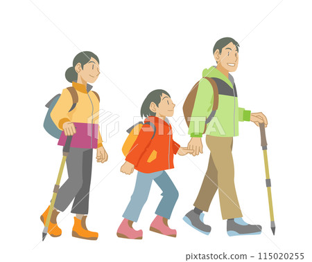 Illustration of parents and children enjoying the outdoors 115020255