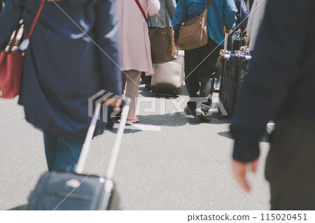 Foreign tourists and suitcases 115020451