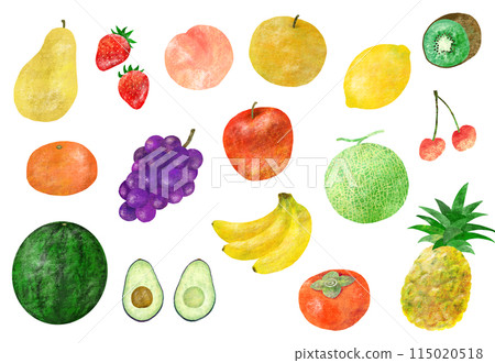 Set of hand-drawn illustrations of various fruits Set of hand-drawn illustrations of various fruits 115020518