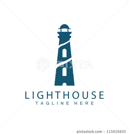 Lighthouse logo vector beacon tower ship signal simple beach port design template Lighthouse logo vector beacon tower ship signal simple beach port design template 115020835